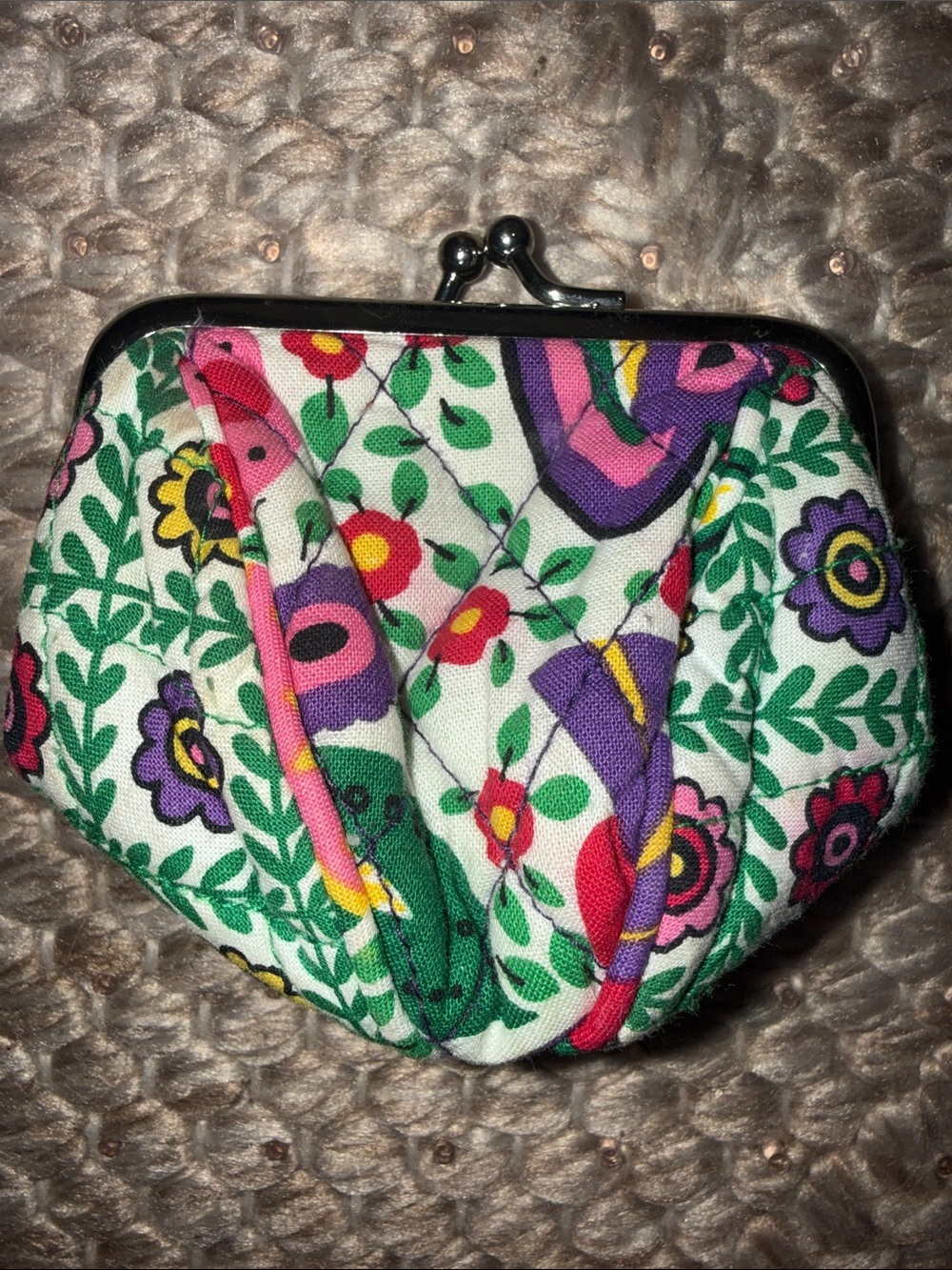 Vera Bradley Viva La Vera Pattern Mini Kiss Lock Change Purse - Picture 1 of 3